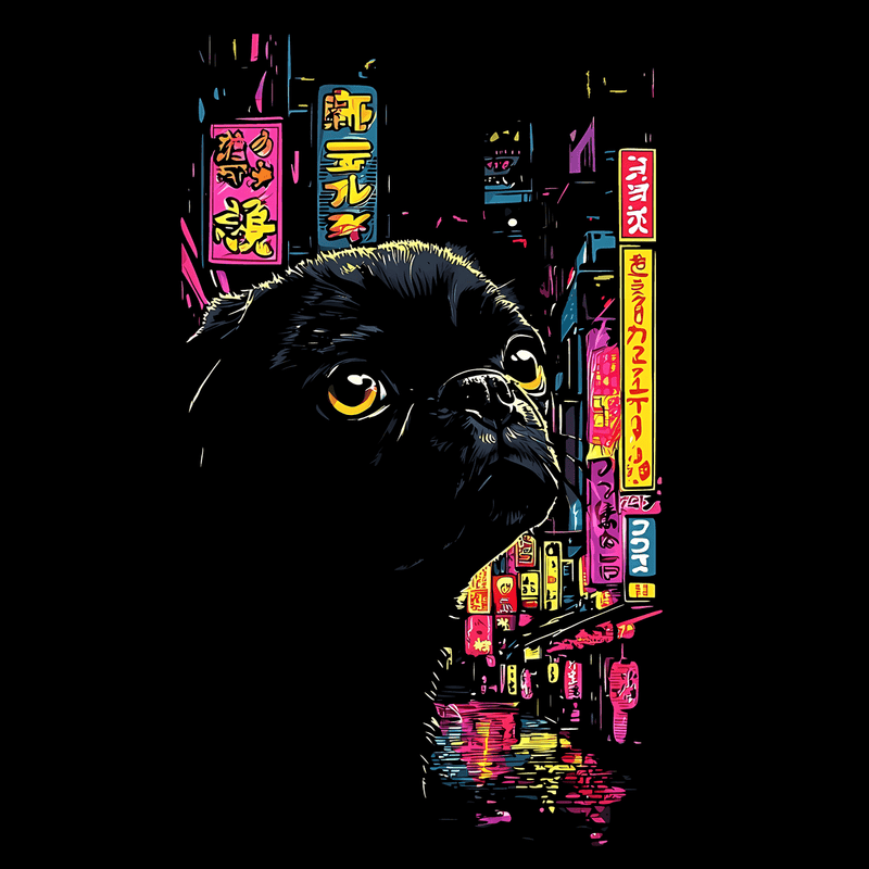 Shinjuku Stray Funny Pug Graphic T-Shirt