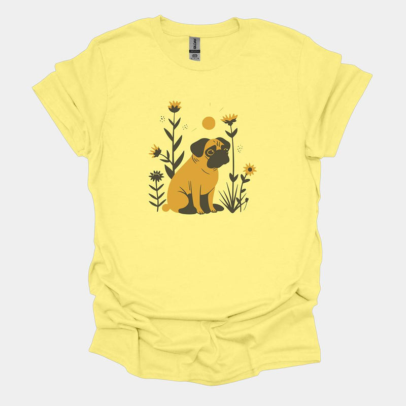 Sunset Meadow Funny Pug Graphic T-Shirt
