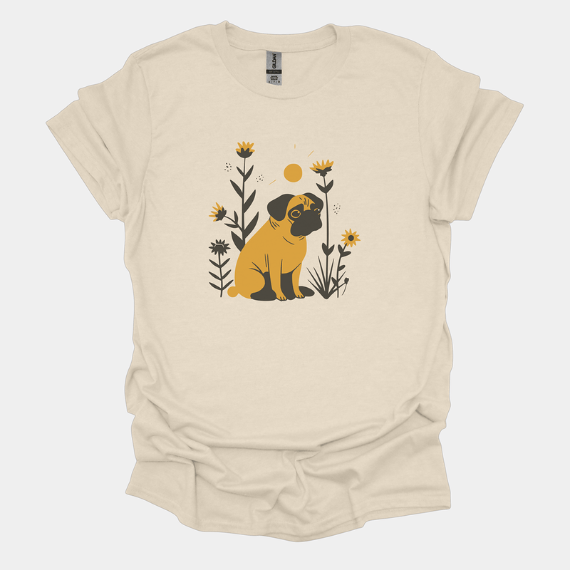Sunset Meadow Funny Pug Graphic T-Shirt
