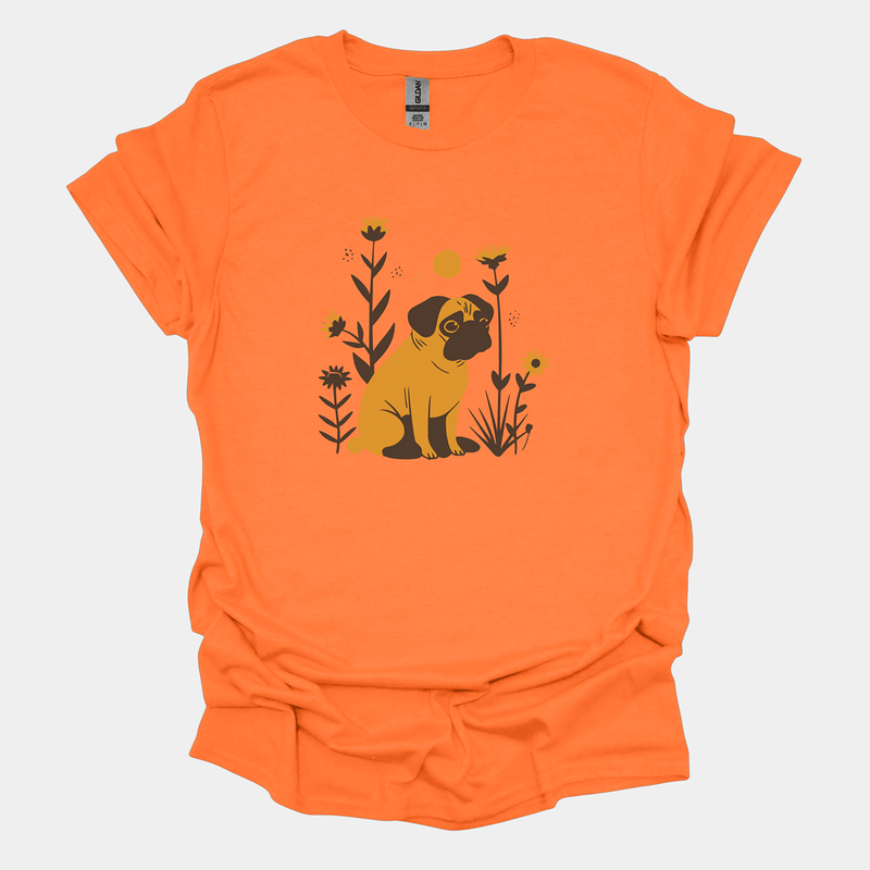 Sunset Meadow Funny Pug Graphic T-Shirt
