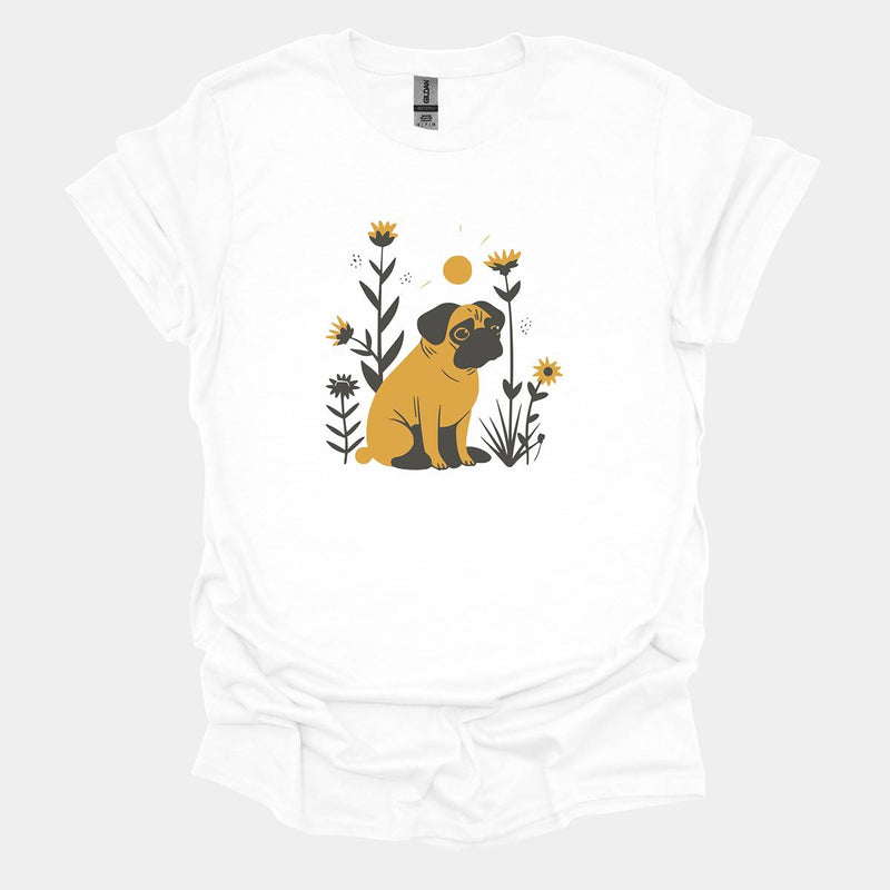 Sunset Meadow Funny Pug Graphic T-Shirt