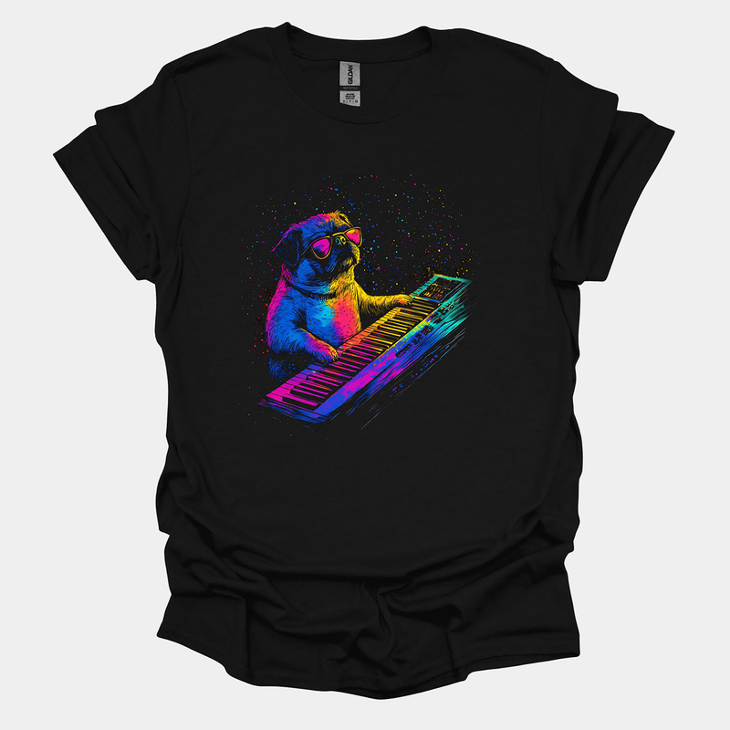 Synthwave Funny Pug Graphic T-Shirt