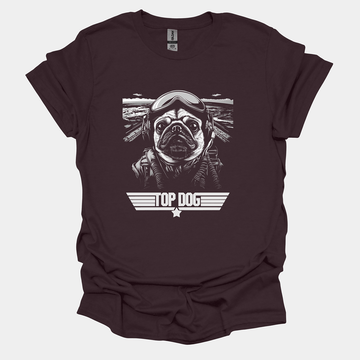 Top Dog Funny Pug Graphic T-Shirt
