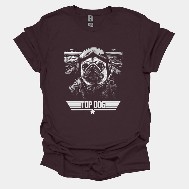 Top Dog Funny Pug Graphic T-Shirt