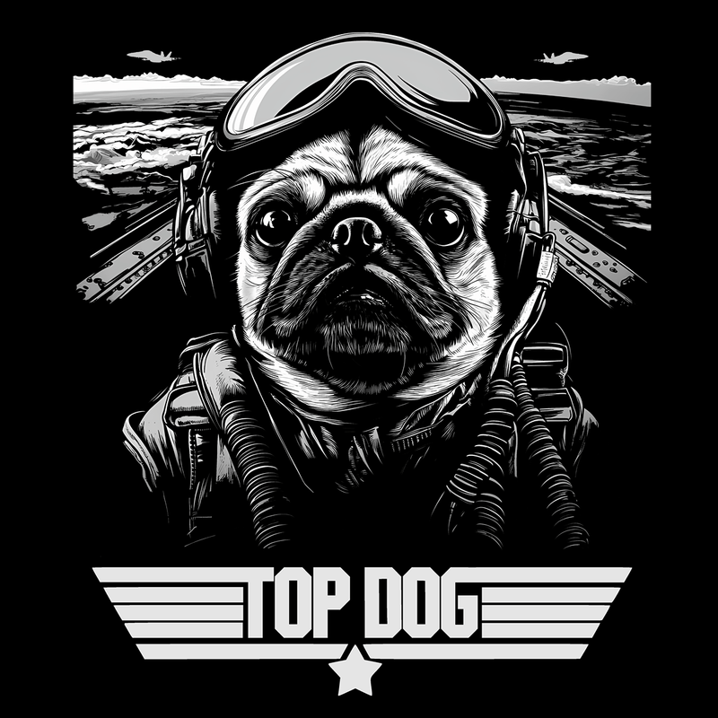 Top Dog Funny Pug Graphic T-Shirt