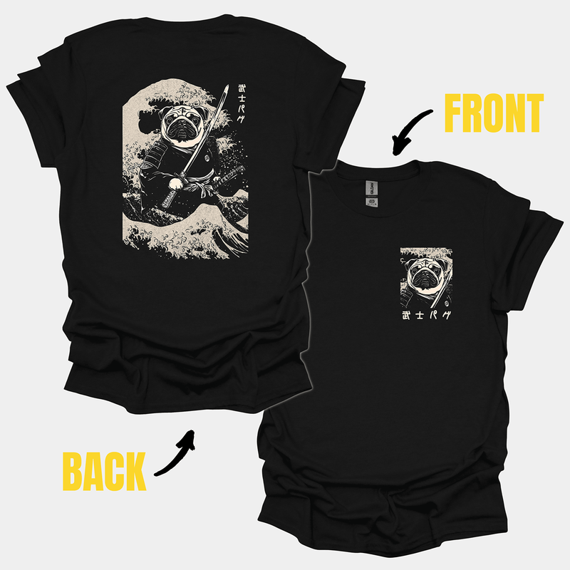 Warrior Funny Pug Graphic T-Shirt