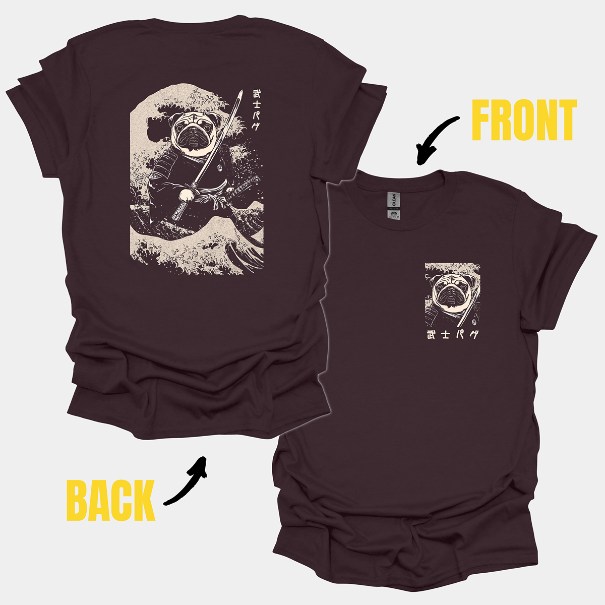 Warrior Funny Pug Graphic T-Shirt
