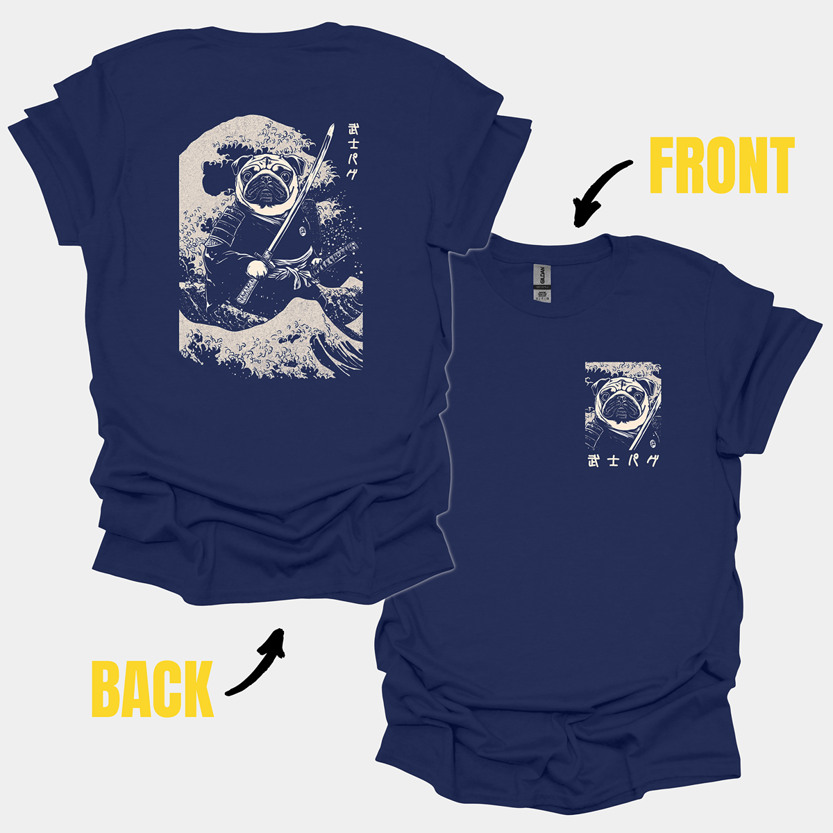 Warrior Funny Pug Graphic T-Shirt